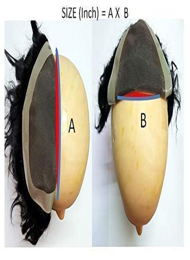 Glan Human Hair Natural Front Lace Hair Patch/Toupee/Wig for Men Hair Replacement System Patches Hair Wigs for Boys Men for Hair Loss Solution (8X6, BLACK) - Image 5