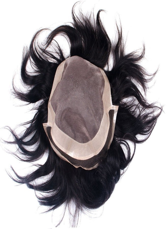 Glan Human Hair Natural Front Lace Hair Patch/Toupee/Wig for Men Hair Replacement System Patches Hair Wigs for Boys Men for Hair Loss Solution (8X6, BLACK) - Image 3