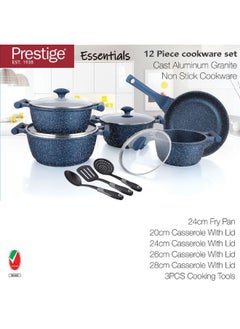 Prestige طقم أواني الطهي غير اللاصقة من الألمنيوم المصبوب 12 قطعة بأساس غير قابل للالتصاق من الجرانيت  - Image 5