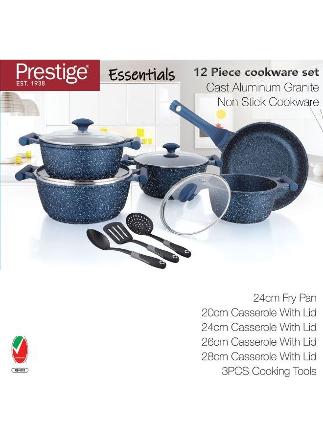 Prestige - طقم أواني الطهي غير اللاصقة من الألمنيوم المصبوب 12 قطعة بأساس غير قابل للالتصاق من الجرانيت - Image 1
