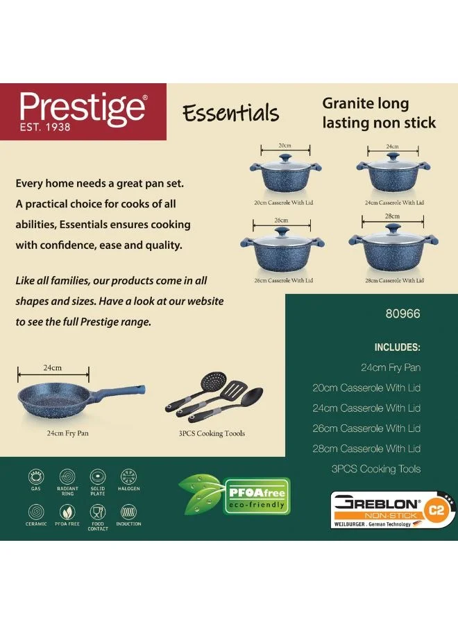Prestige 12- Piece Non-Stick Cast Aluminium Essentials Granite Induction Base Cookware Set