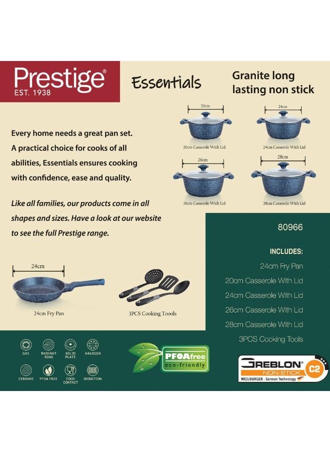 Prestige - طقم أواني الطهي غير اللاصقة من الألمنيوم المصبوب 12 قطعة بأساس غير قابل للالتصاق من الجرانيت - Image 1