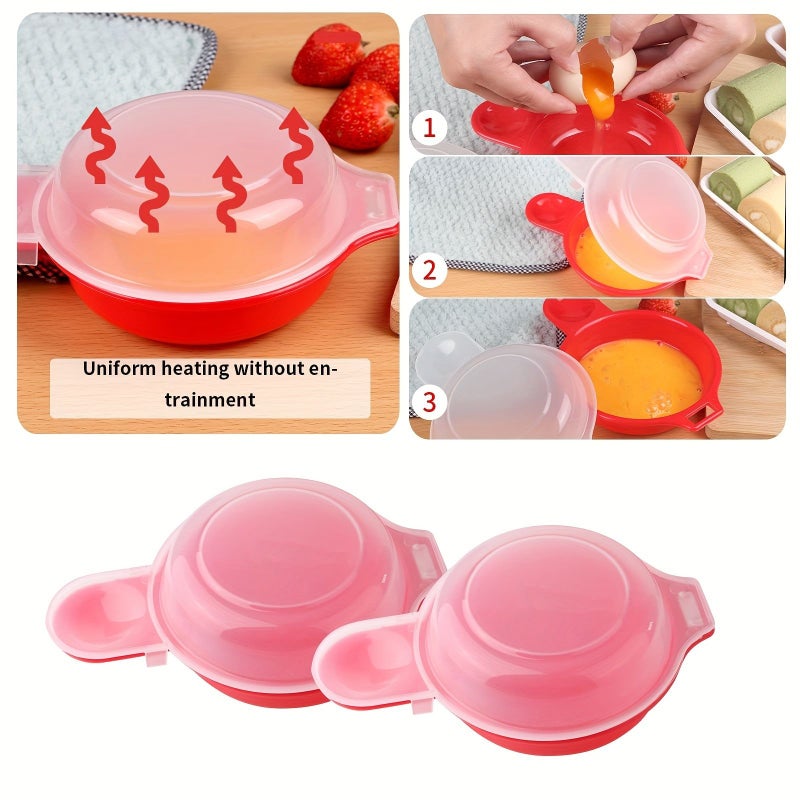 Red Microwave Egg Cooker Breakfast Sandwich Maker 1 Minute Quick Cook - Image 3