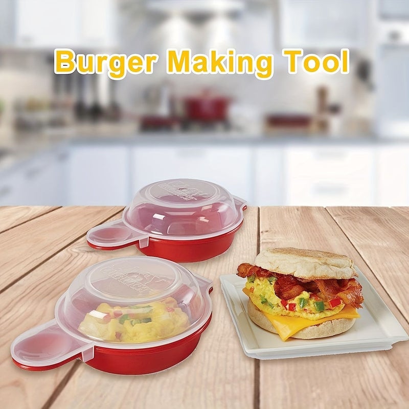 Red Microwave Egg Cooker Breakfast Sandwich Maker 1 Minute Quick Cook - Image 1