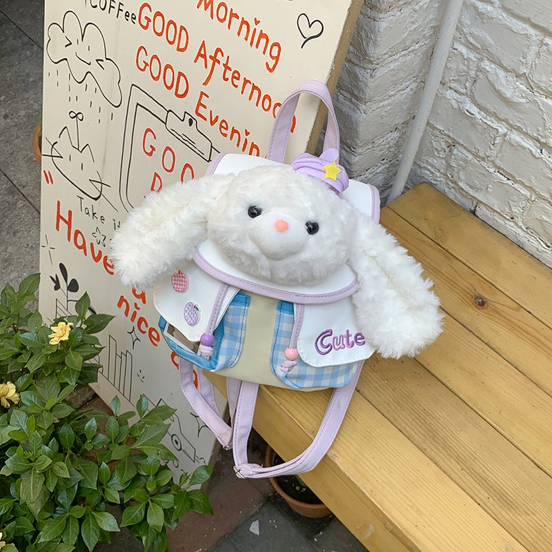 Girls Cute Plush Rabbit Mini Backpack - Image 3