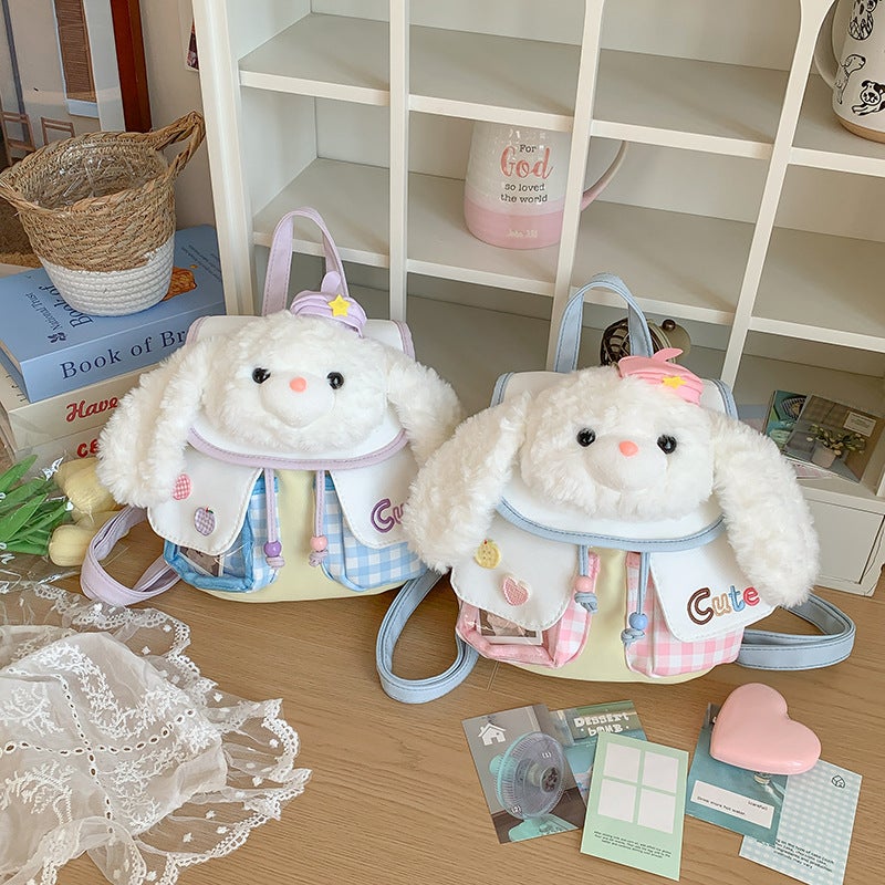 Girls Cute Plush Rabbit Mini Backpack - Image 1