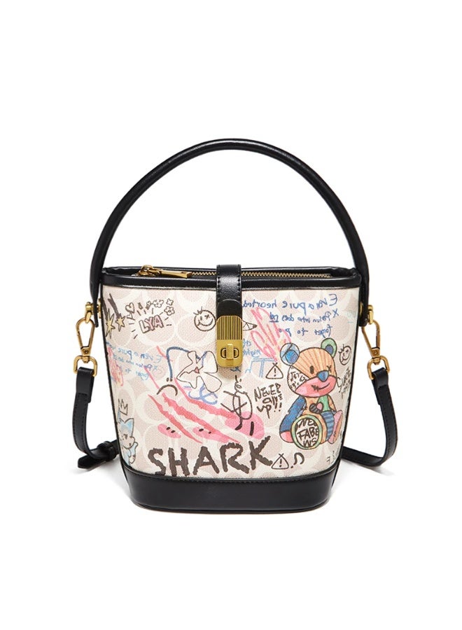 Women's crossbody bag decorated with trendy graffiti designs - Image 1