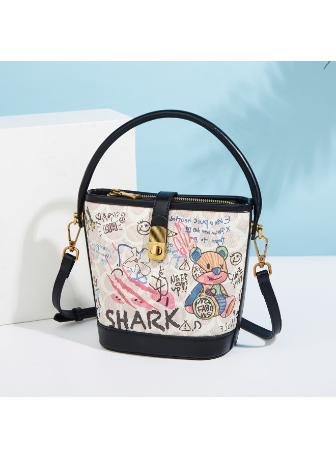 Women's crossbody bag decorated with trendy graffiti designs - Image 3