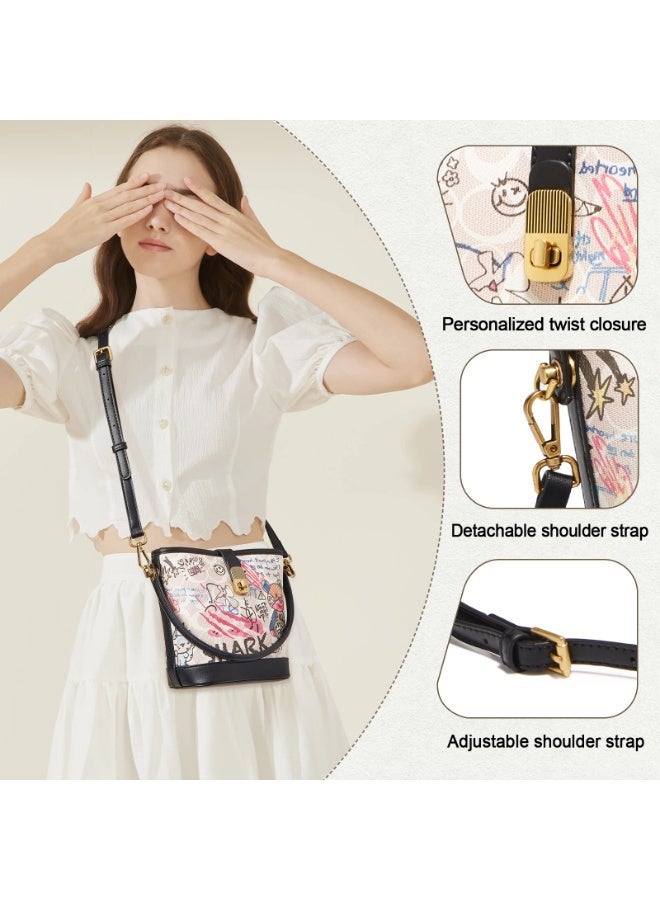 Women's crossbody bag decorated with trendy graffiti designs - Image 2