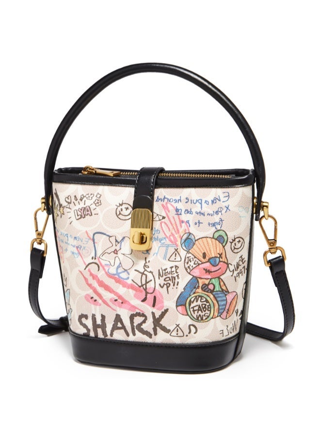 Women's crossbody bag decorated with trendy graffiti designs - Image 5