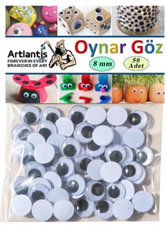 Artlantis Moving Eye Black 8 mm 50 Pack 1 Pack Moving Eye 8mm Hobby Design Kindergarten Nursery Activity Handicraft  - Image 1