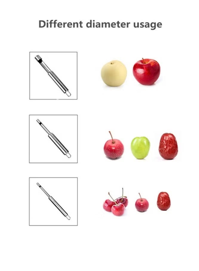 Corer and Pitter Set of 3, Multi-Function Corer and Pitter Remover Set, Stainless Steel Core Remover Tool for Apple, Pear, Cherry, Jujube, Red Dates or More with Sharp Serrated Blade - Image 3