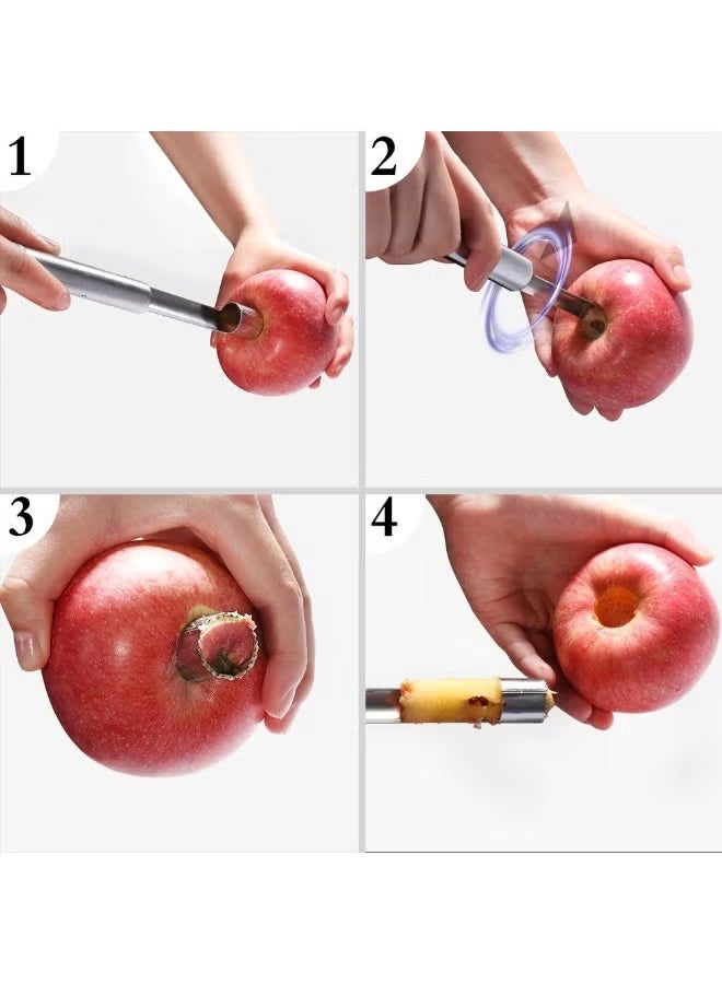 Corer and Pitter Set of 3, Multi-Function Corer and Pitter Remover Set, Stainless Steel Core Remover Tool for Apple, Pear, Cherry, Jujube, Red Dates or More with Sharp Serrated Blade - Image 4