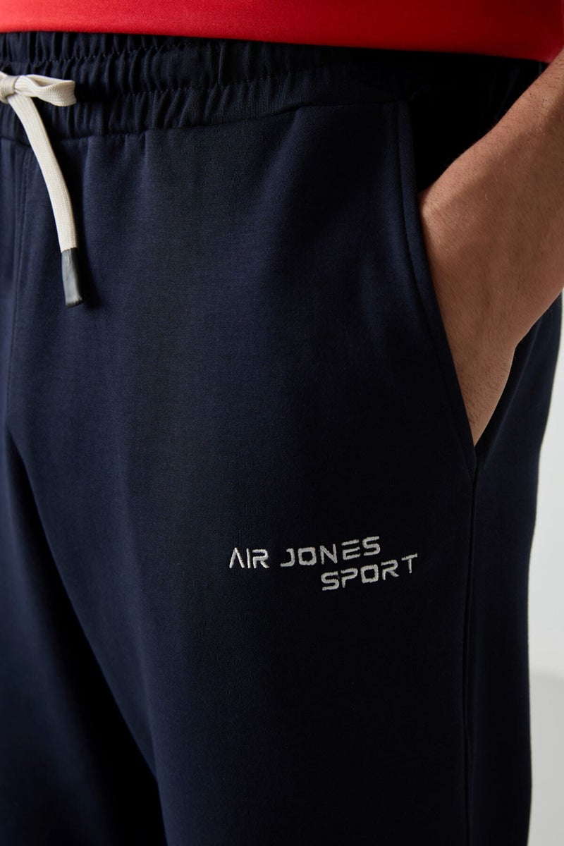 Air Jones Fiesta - Navy Blue Cotton Thick Soft Texture Oversize Fit Embroidered Men's Tracksuit - 85252  - Image 4