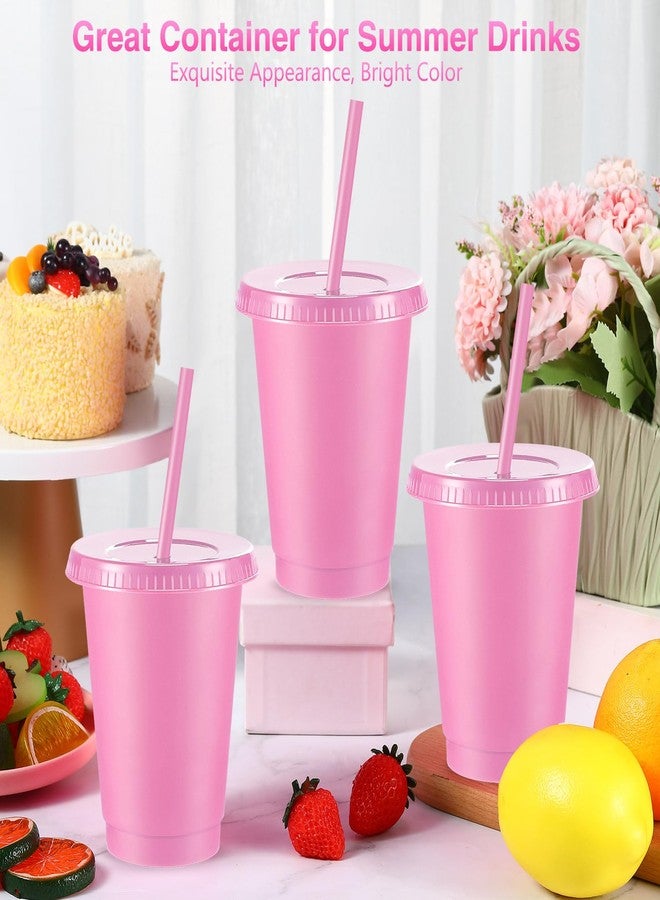 Rtteri 15 Pcs Reusable Cups with Straws and Lids 16 oz Glitter Tumblers Plastic Party Favor Cups with Lids Travel Mug Tumbler for Summer Party Iced Beverage Water(Light Pink) - Image 4