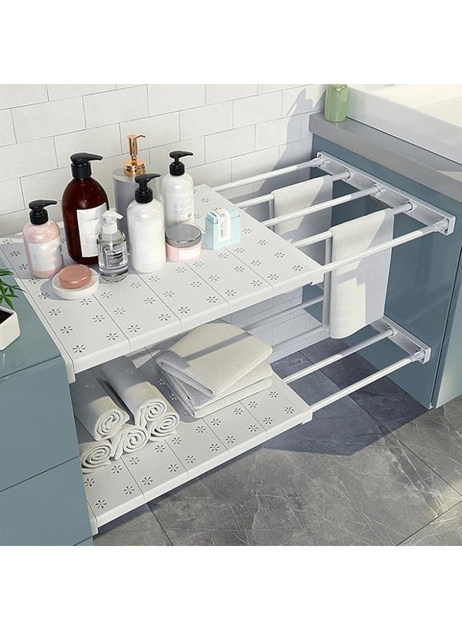 بتيمفم فواصل رفوف خزانة قابلة للتعديل من 38 إلى 60 سم، أرفف خزانة قابلة للتوسيع، منظمات خزانة موفرة للمساحة وفواصل رفوف تخزين للمنزل، والسكن الجامعي، وغرفة النوم، والاستخدام المكتبي - Image 2