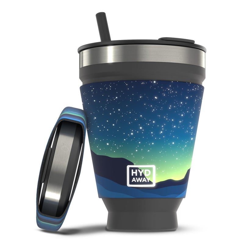HYDAWAY 16oz Collapsible Tumbler  BPAFree Reusable Silicone Cup with Lid  Insulating Sleeve  Perfect for Coffee Travel and Everyday Use