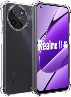 (Realme 11 4G) جراب شفاف ناعم من مادة TPU السيليكونية مع زوايا معززة لحماية الكاميرا الكاملة لهاتف Oppo Realme 11 4G
