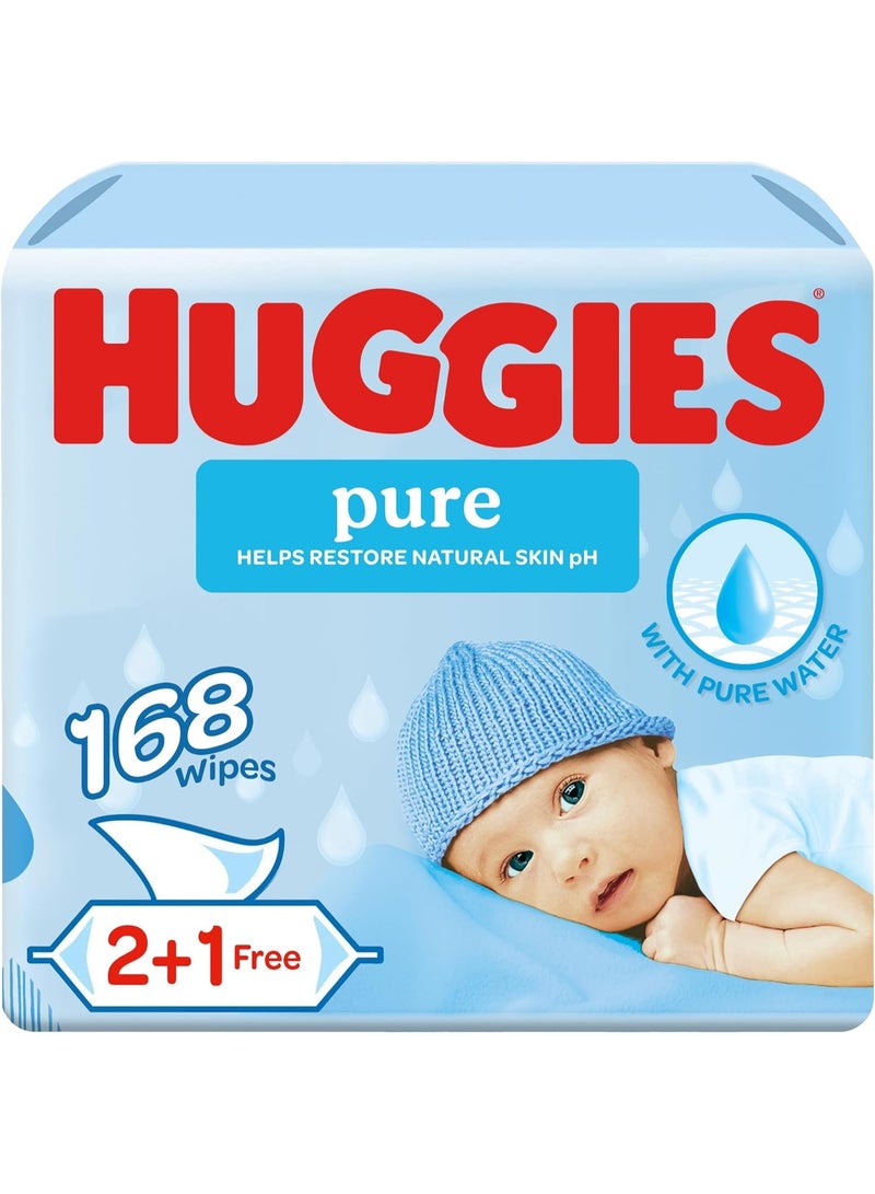 HUGGIES Click to see full view Huggies Natural Aloe Vera Baby Wipes, 3 Pack x 56 (168 Wipes) - Image 1