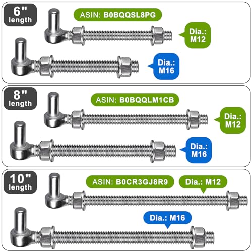 Insaga M16x 6'' J-Bolt Gate Hinge, 304 Stainless Steel J-Bolt Post Hinge for Farm Gate, 5/8" Male Pin J-Bolt Hinge for Chain Link Fence Gate, Gate Hinges for Metal Gates (2Pcs) - Image 5