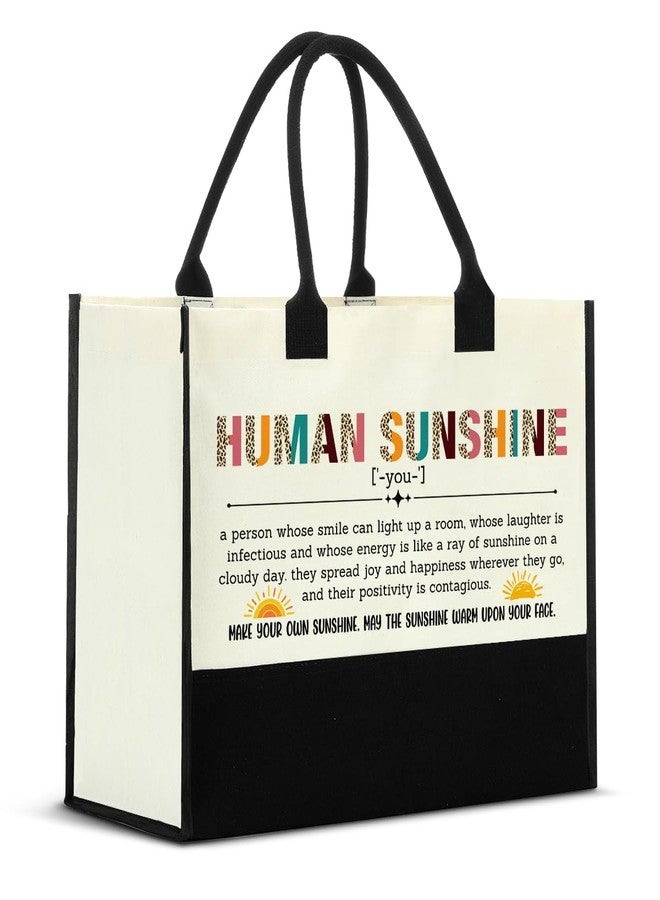 Nvhai Thank You Gifts for Women, Sunshine Gifts for Women, Appreciation Gifts for Teacher Coworker Colleagues Employee, Inspirational Human Sunshine Definition Canvas Tote Bag for Women Grocery Bag Gifts - Image 1