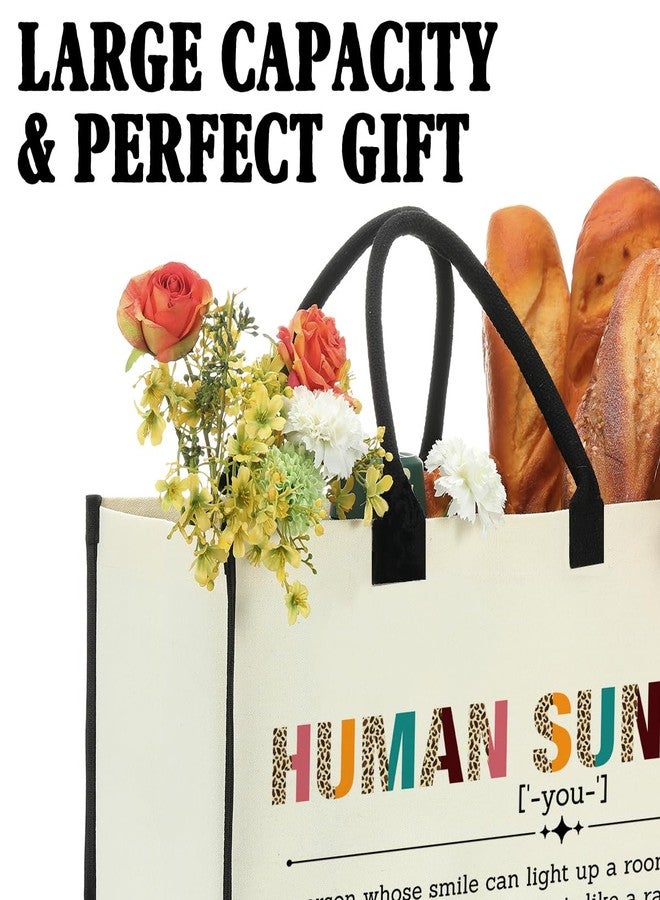 Nvhai Thank You Gifts for Women, Sunshine Gifts for Women, Appreciation Gifts for Teacher Coworker Colleagues Employee, Inspirational Human Sunshine Definition Canvas Tote Bag for Women Grocery Bag Gifts - Image 3