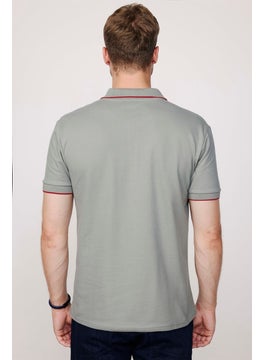 Tudors Men's Polo Neck Slim Fit Cotton Zipper Pique Gray T-Shirt  - Image 4