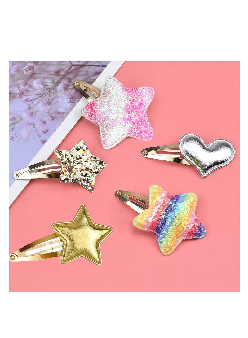 general Hair Clips for Girls - 8 Pairs of Star, Crown, Heart, Butterfly Shaped Barrettes and Pins - Metal Snap Accessories for Styling Kids' Hair - Image 5
