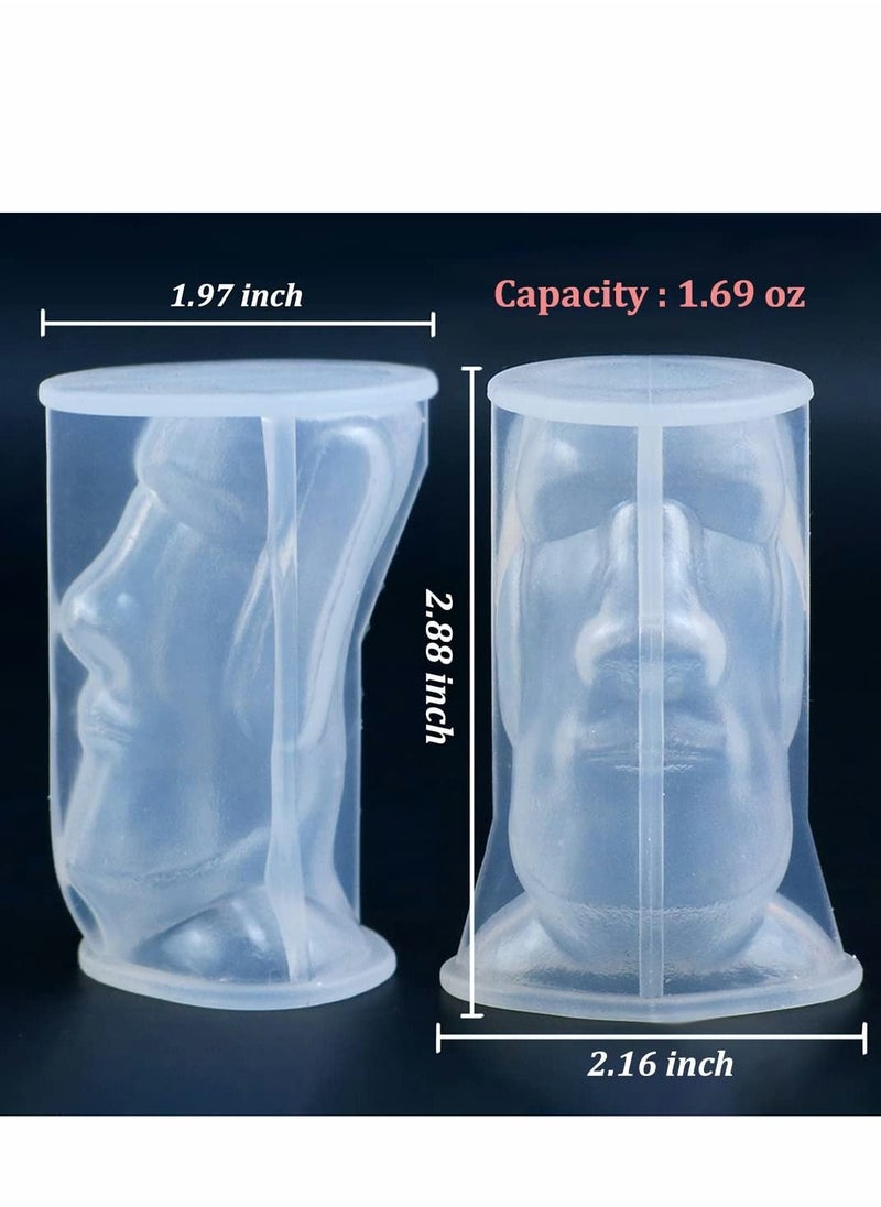 2 Pcs Candle Molds for Candle Making, 3D Island Statue Durable Silicone Mould Casting Wax Mold DIY Craft Project for Decoration
