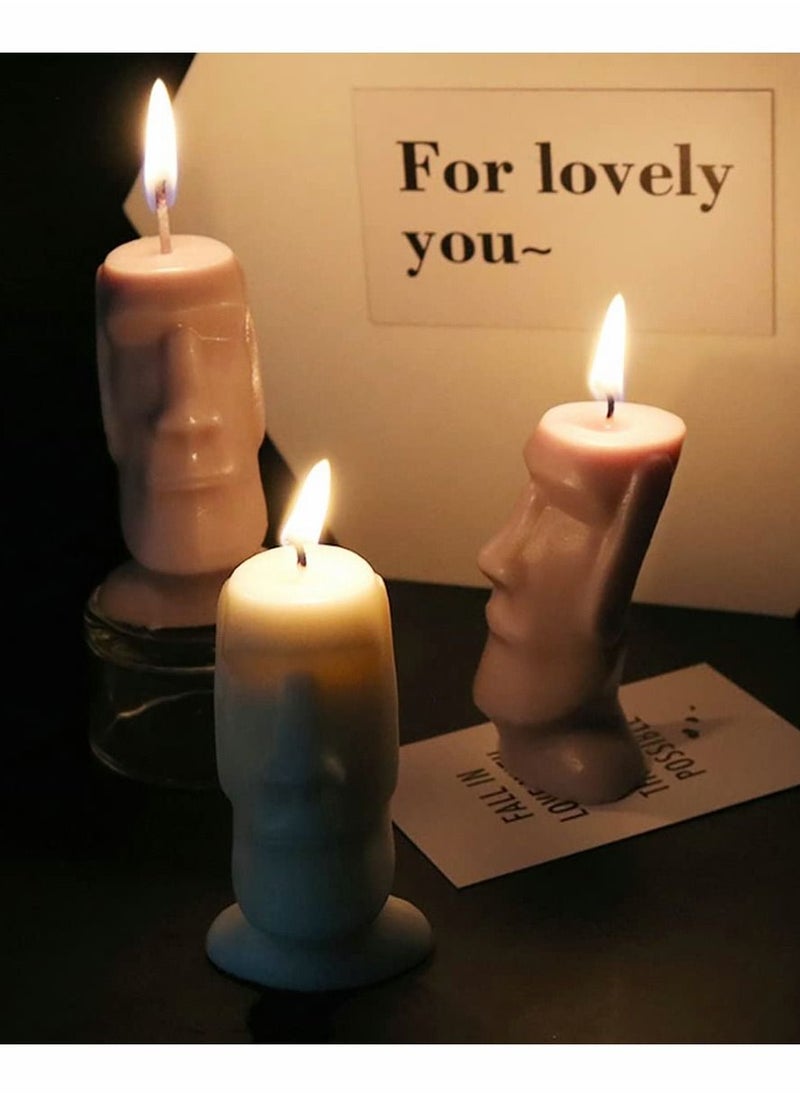 2 Pcs Candle Molds for Candle Making, 3D Island Statue Durable Silicone Mould Casting Wax Mold DIY Craft Project for Decoration