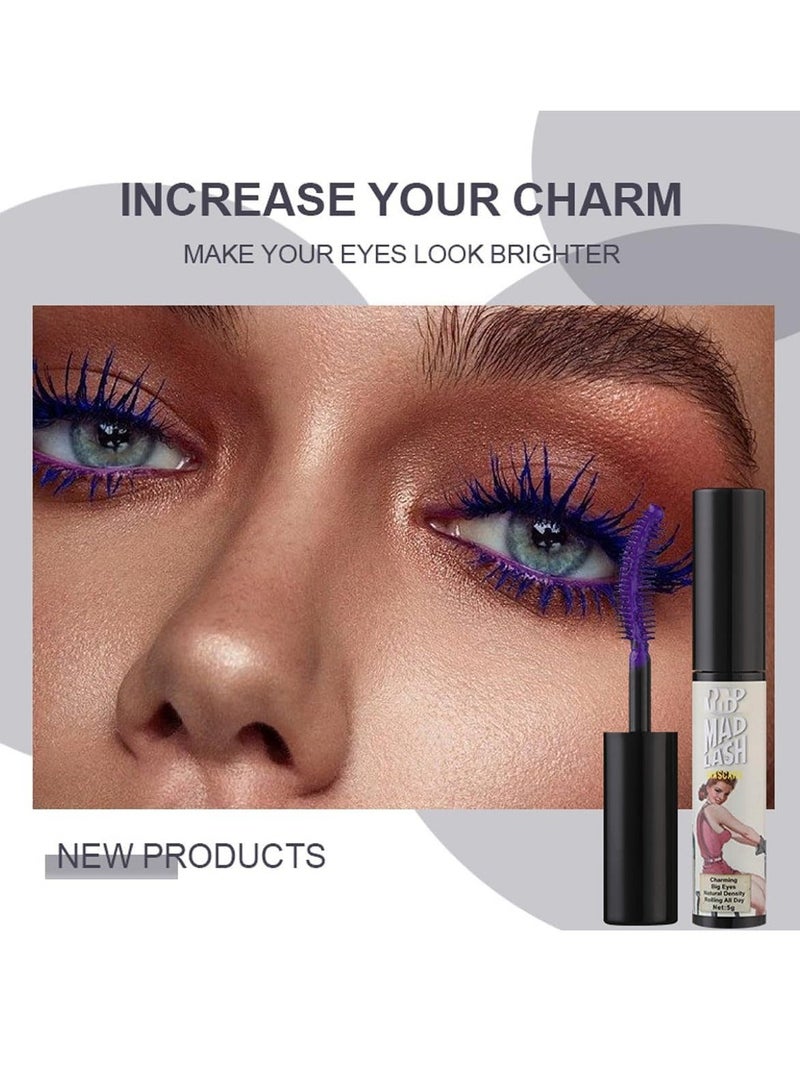 Colorful Mascara Set, Waterproof Colored Mascara for Eyelashes Set, Natural Smudgeproof Long Lasting Curling Colorful Mascara for Women Eye Makeup 6 Colors White Green Black Purple Blue Brown - Image 3