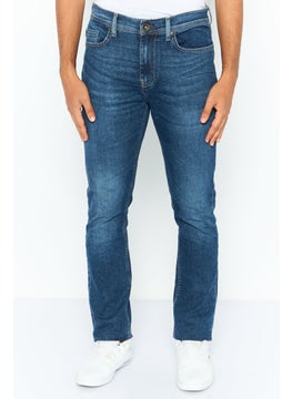 Men Slim Fit Solid Stretchable Denim Jeans, Blue