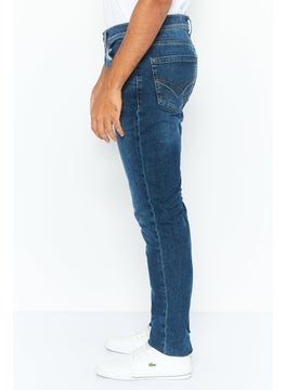 Seven 7 Men Slim Fit Solid Stretchable Denim Jeans, Blue  - Image 3
