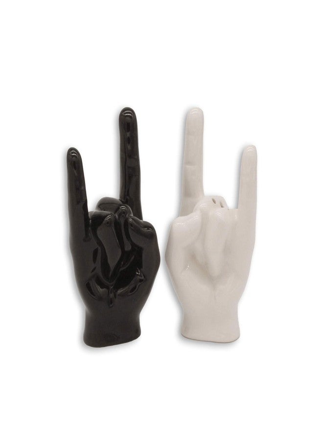 Winkee Rocks - Rock Hand Salt & Pepper Shakers I Ceramic I Spice up Your Table with Metal Hand Design I Creative Decor for Your Kitchen - Image 1