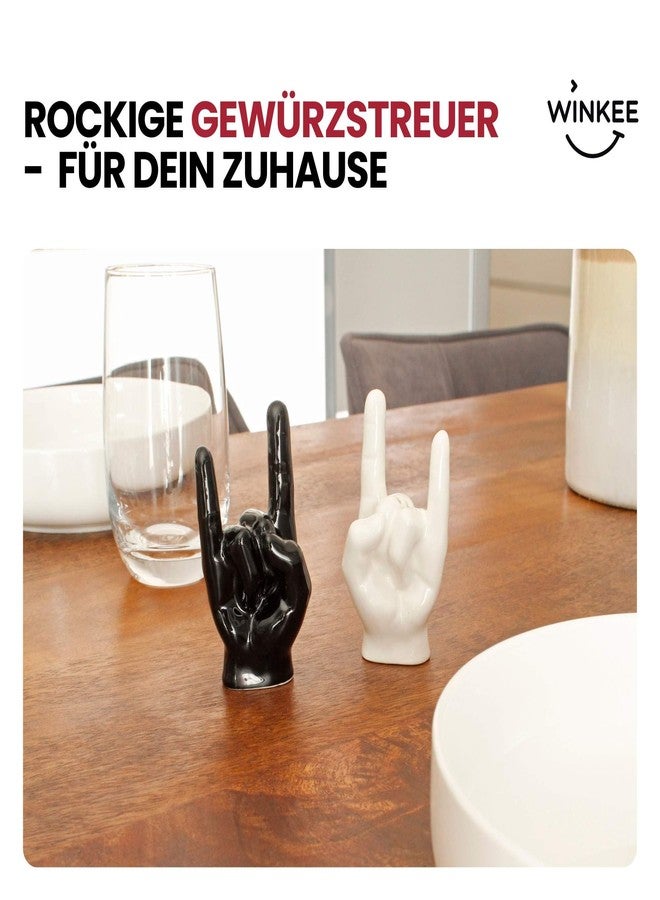 Winkee Rocks - Rock Hand Salt & Pepper Shakers I Ceramic I Spice up Your Table with Metal Hand Design I Creative Decor for Your Kitchen - Image 2
