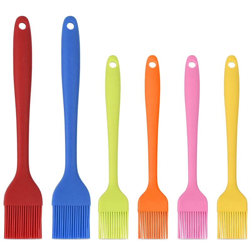 Hhyn Silicone Basting Brush Set 6 Pack Heat Resistant Pastry Brushes Spread Oil Butter Sauce for BBQ Grill Barbeque Kitchen Baking Cooking Pastries 2 Large  4 Small