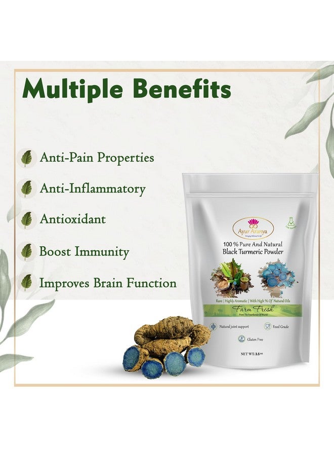 Ayur Aranya 100% Pure and Natural Black Turmeric Powder 3.5 Oz Curcuma Caesia Farm Fresh Root Powder Highly Aromatic with Natural Oils Support Joints Immunity Booster | Gluten Free, Lab Tested - Image 5