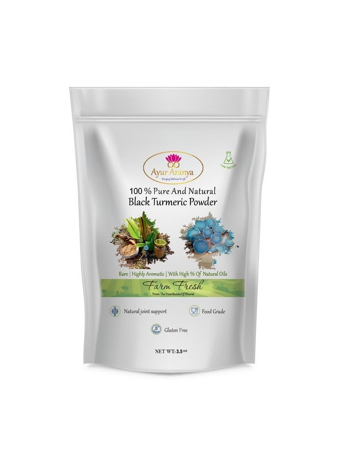 Ayur Aranya 100% Pure and Natural Black Turmeric Powder 3.5 Oz Curcuma Caesia Farm Fresh Root Powder Highly Aromatic with Natural Oils Support Joints Immunity Booster | Gluten Free, Lab Tested - Image 1