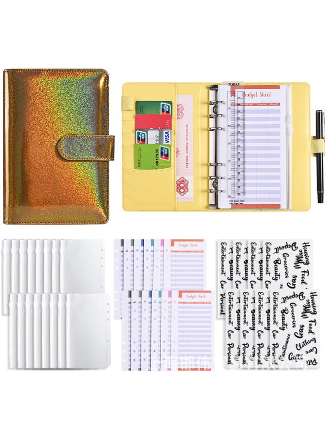 QICAI A6 Colorful Matte Laser Macaron Set Pu Notebook Cash Budget Financial Loose-leaf Book - Image 1