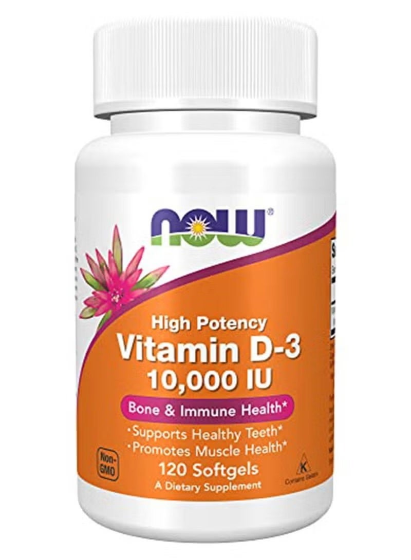 now High Potency Vitamin D-3 10000 IU - 120 Softgels - Image 1