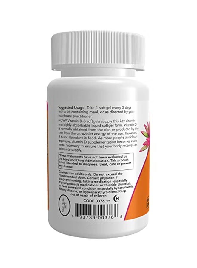 now High Potency Vitamin D-3 10000 IU - 120 Softgels - Image 2