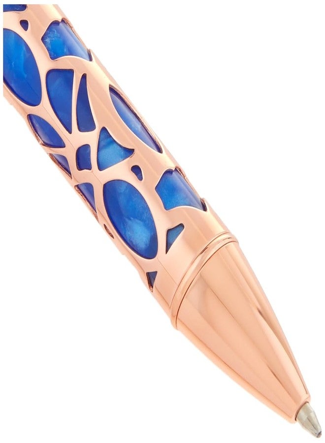 Conklin Endura Deco Crest Ballpoint Pen in Blue with Rose Gold Accents - Elegant Writing Instrument Pen Company - Image 3