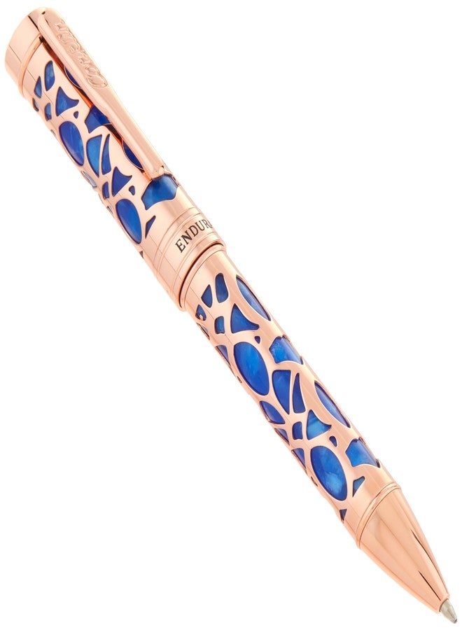 Conklin Endura Deco Crest Ballpoint Pen in Blue with Rose Gold Accents - Elegant Writing Instrument Pen Company - Image 1