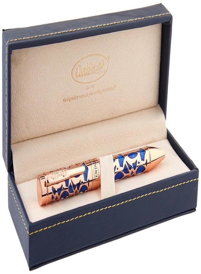 Conklin Endura Deco Crest Ballpoint Pen in Blue with Rose Gold Accents - Elegant Writing Instrument Pen Company - Image 4
