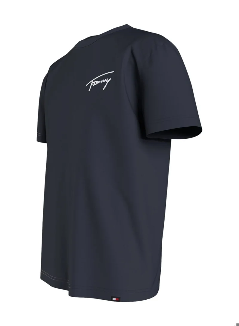 TOMMY JEANS Men's Crew Neck Logo T-Shirt - Cotton, Blue