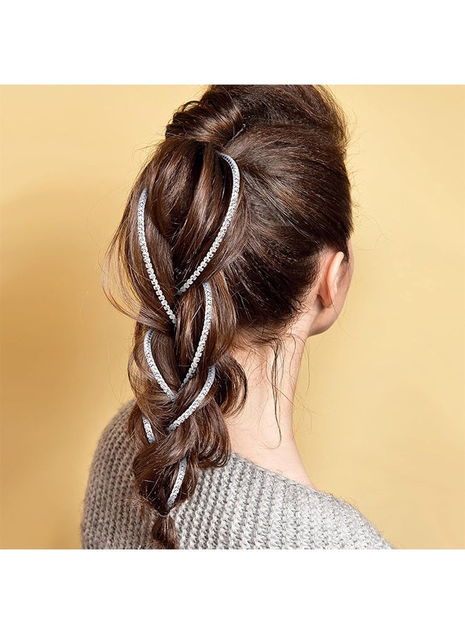 6 Pcs Rhinestone Hair Chains for Women Pearl Charm Rhinestone Hair Jewelry Accessories Crystal Extensions Clips Silver Gold Pins for Braids(Shiny Silver) - Image 5