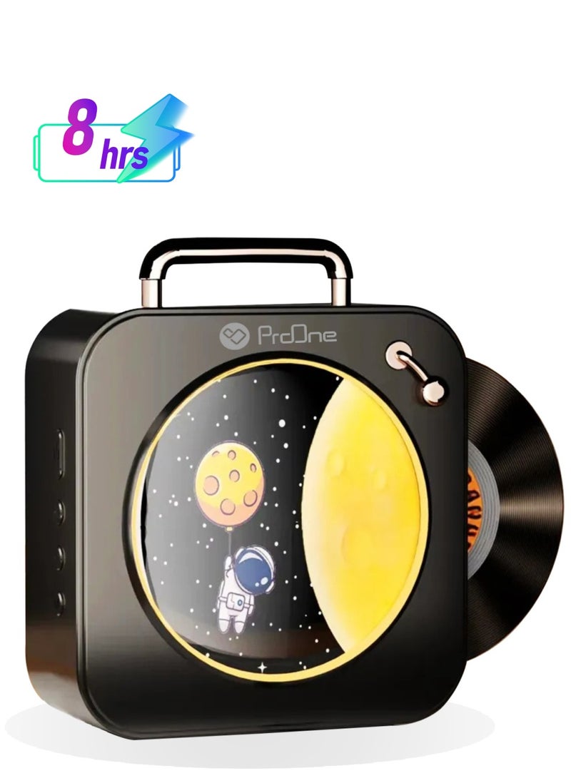 ProOne ProOne Retro Vinyl Record Bluetooth Speaker - 8W Wireless Speaker with 1800mAh Battery, HI-FI Sound Quality, Bluetooth 5.3, Ambient Lighting, Portable Music Player, Vintage Astronaut Design, Home decor  - Image 1
