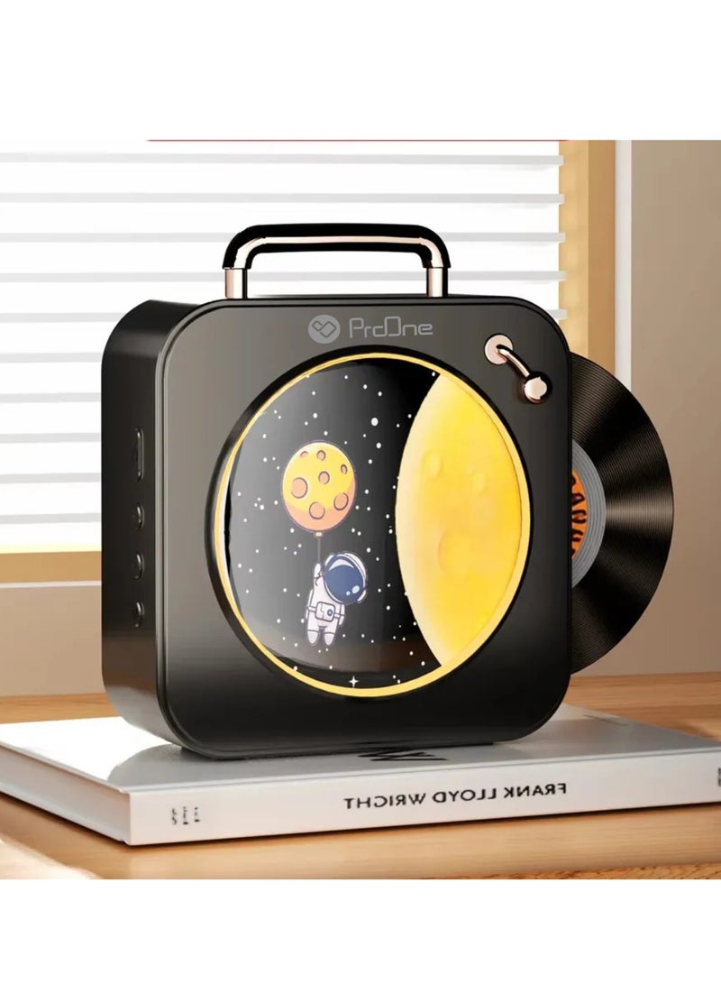 ProOne ProOne Retro Vinyl Record Bluetooth Speaker - 8W Wireless Speaker with 1800mAh Battery, HI-FI Sound Quality, Bluetooth 5.3, Ambient Lighting, Portable Music Player, Vintage Astronaut Design, Home decor  - Image 2
