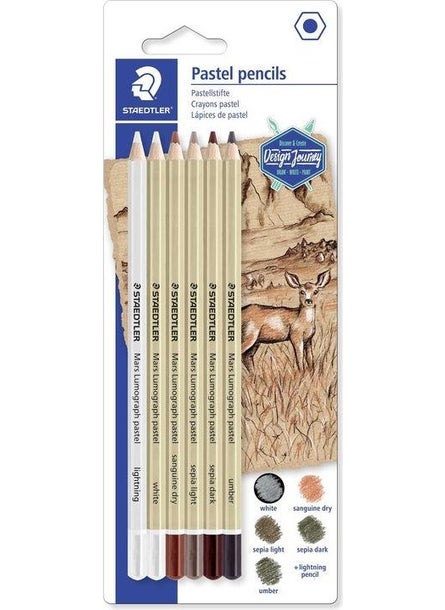 Tahtakalehobi Staedtler Mars Lumograph Pastel Sketching Drawing Pencils 6-Piece Blister 