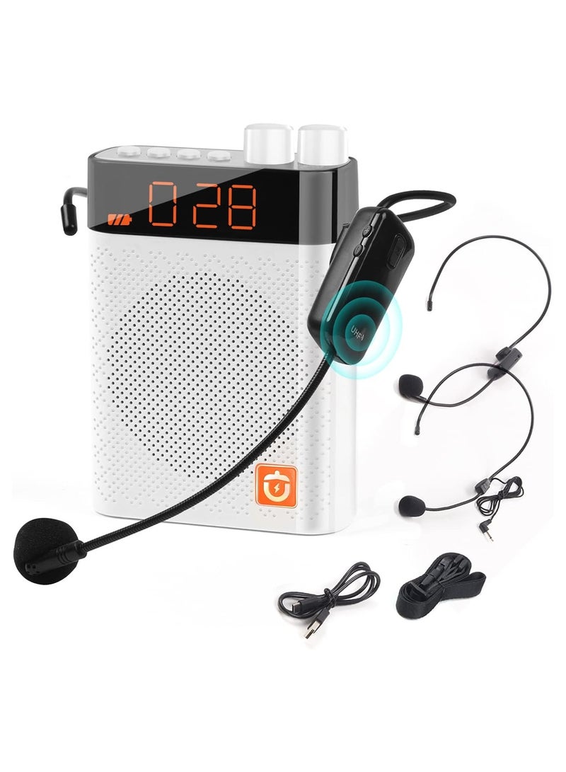 Voice Amplifier with UHF Wireless Microphone Headset, 3200mAh Portable Bluetooth Personal Voice Amplifier for Teachers, Fitness Instructors, Tour Guides, Classroom Speakers, and Outdoor Use - Image 1